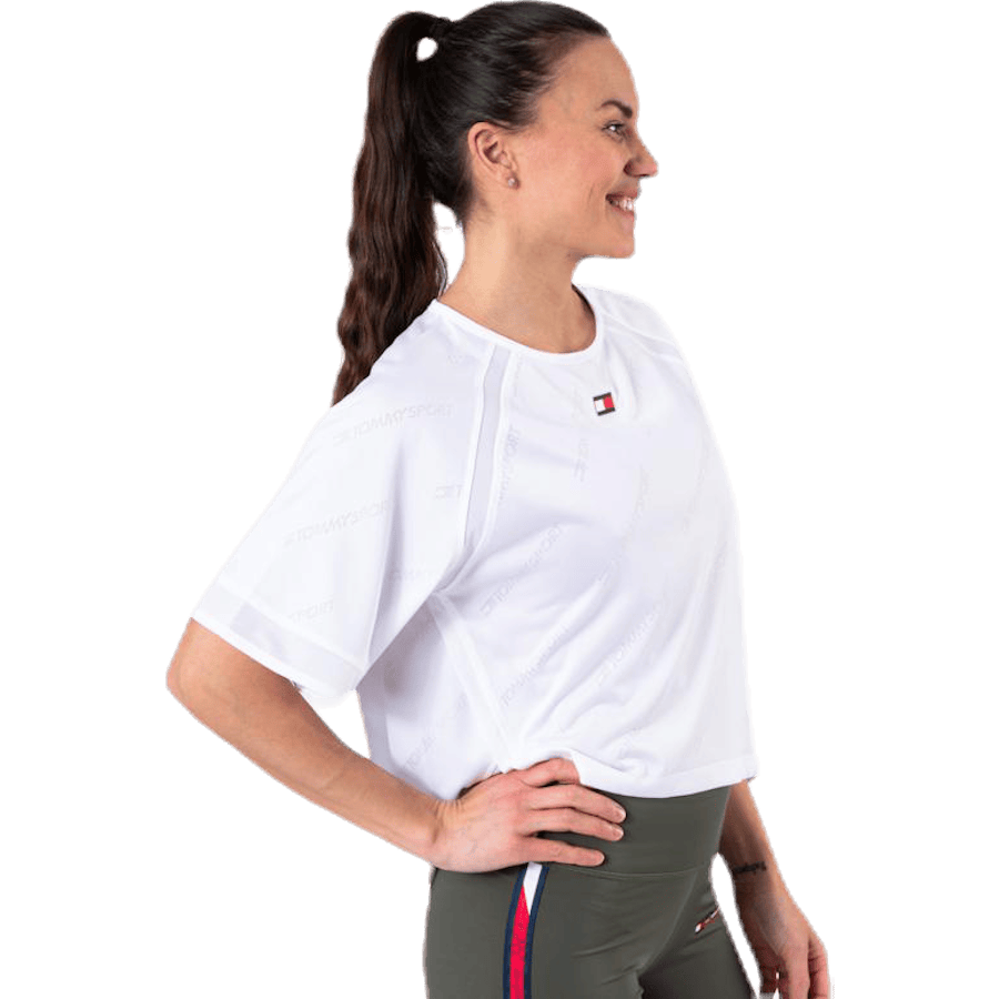 Jacquard Performance Boxy Top White