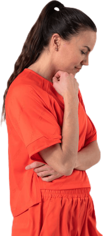 Jacquard Performance Boxy Top Orange, Female, Apparels, T-shirt, Workout, Orange, XS