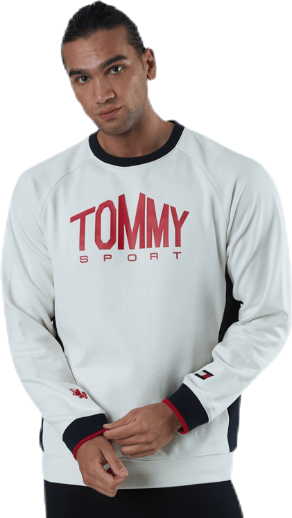 Blocked Fleece Logo Crew White, Male, Apparels, Shirts, White, M