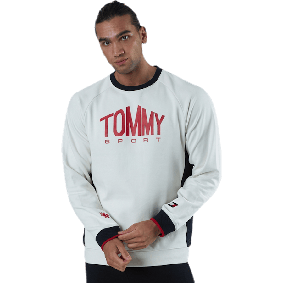 Blocked Fleece Logo Crew White