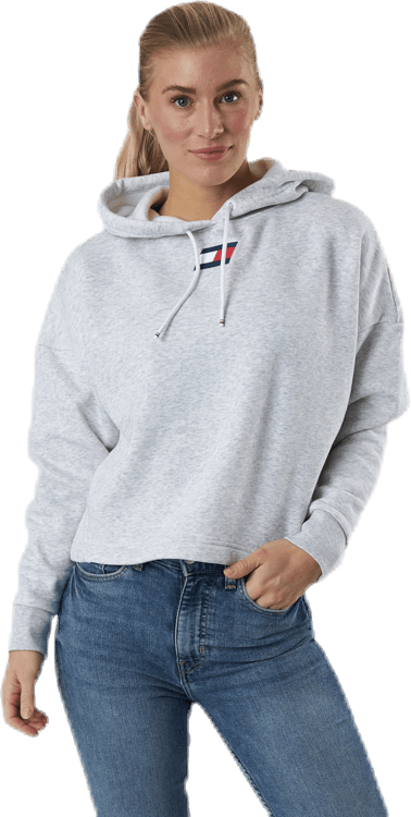 Cropped Hoody Flag Logo Grey, Female, Vêtements, Chemises, Gris, XL