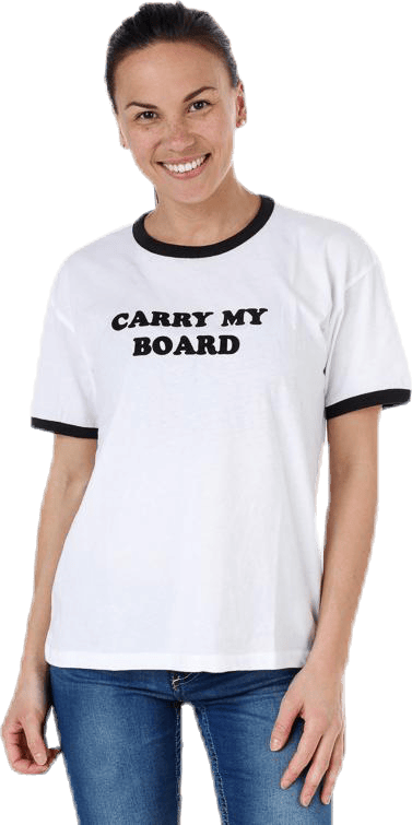 Carry My Board Ringer Tee White/Black