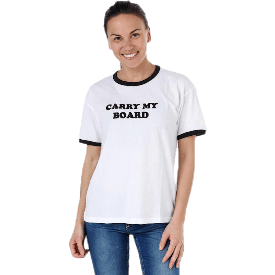 Carry My Board Ringer Tee White/Black