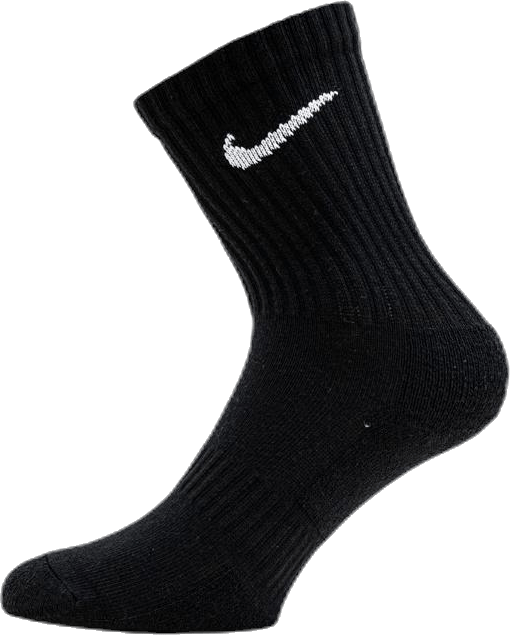 Everyday Cushioned Training Crew Socks (3 Pairs) BLACK/WHITE, Unisex, Apparels, Socks, Black, M