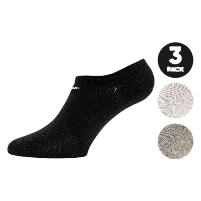 3-pack Everyday Lightweight No Show Patterned, Unisex, Apparels, Socks, Grey, 34-38