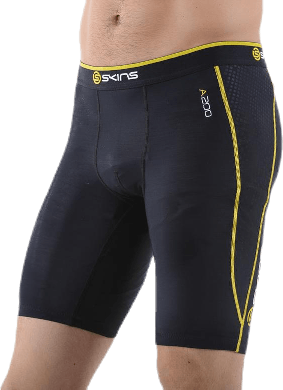 A200 Mens Compression Shorts Black/Yellow