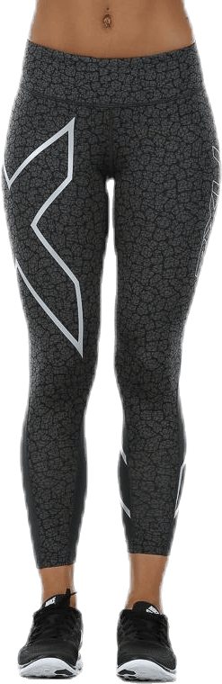 Patterned Mid-Rise Compression 7/8 Tights Black/Grey - Bild 2