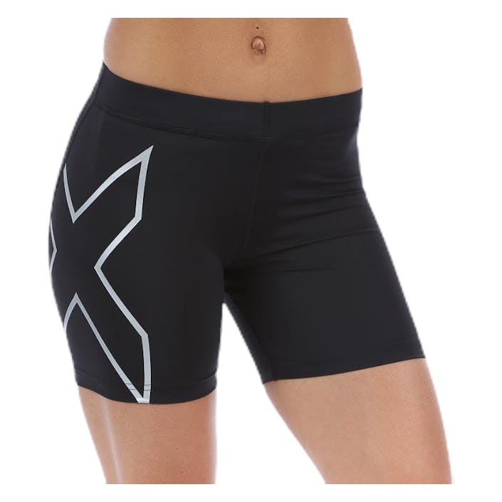 Core Compression 5" Shorts W Black/Silver, Female, Apparels, Leggings, Workout, Black/Silver, S