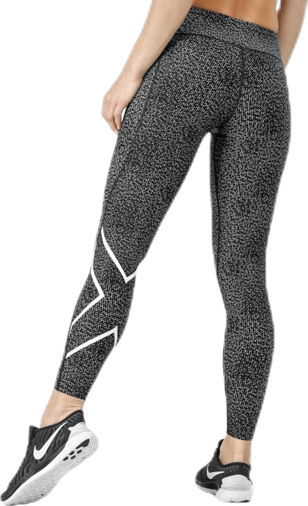 Mid-Rise Compression Print Tights W White/Black - Bild 2