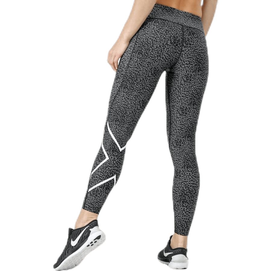 Mid-Rise Compression Print Tights W White/Black - Bild 2