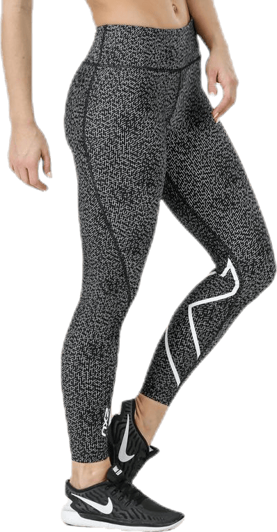 Mid-Rise Compression Print Tights W White/Black - Bild 4
