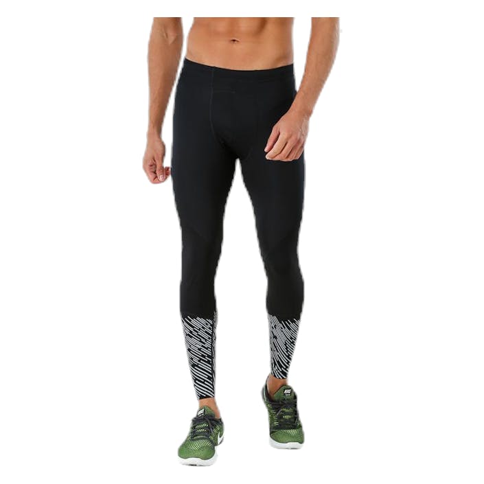 Wind Defence Compression Tights M Black/Silver, Male, Apparels, Leggings, Running, Black/Silver, S/Tall