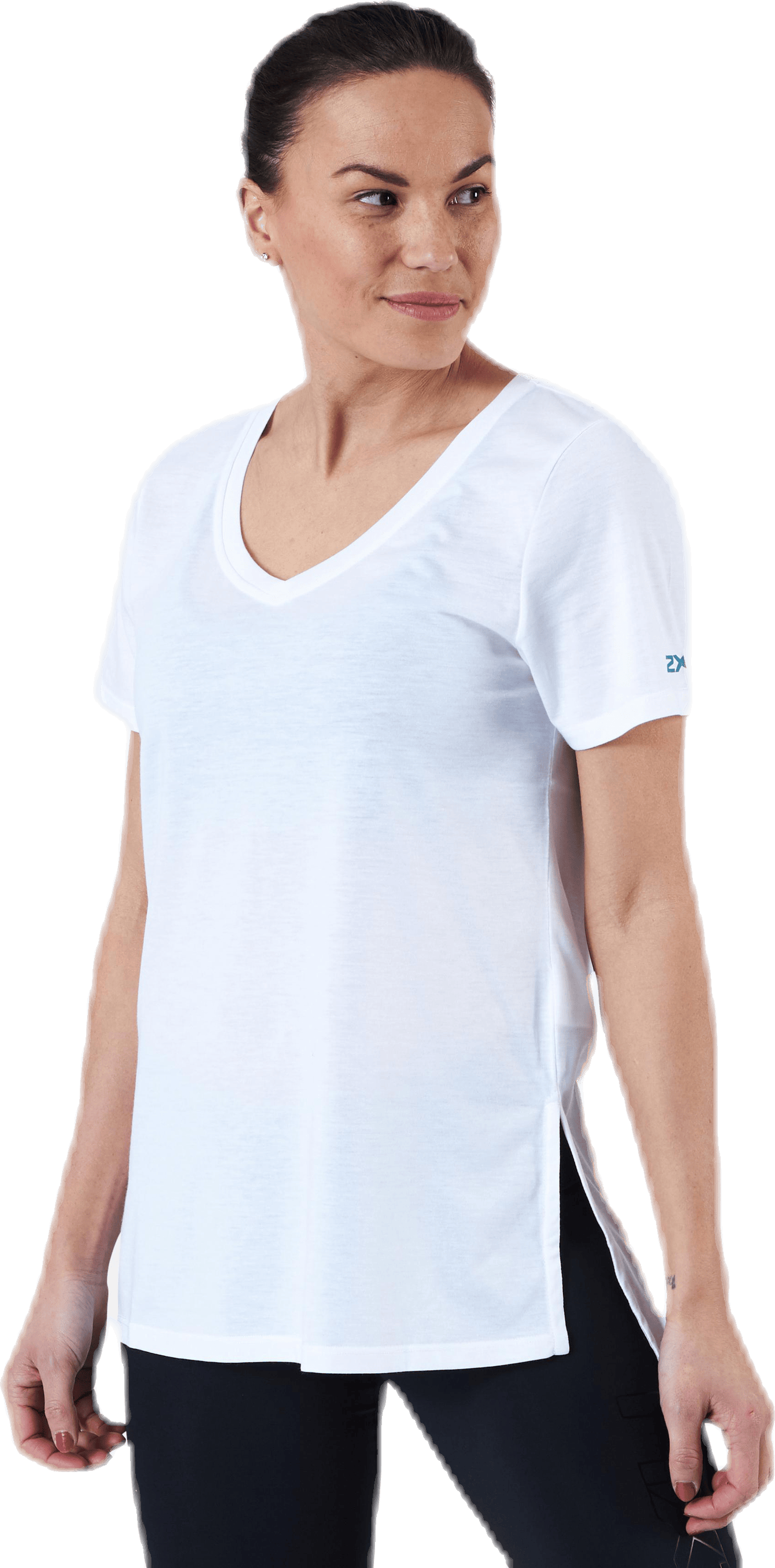 URBAN V Neck Hi Low Tee White - Bild 3