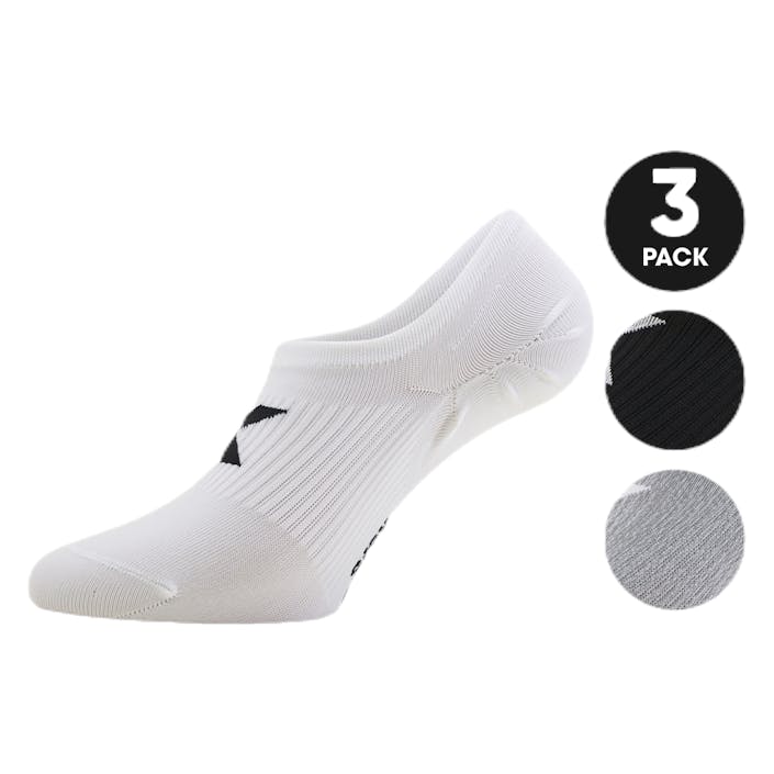Invisible Sock 3 Pack White/Black/Grey, Female, Odzież, Skarpety, Bieganie, Biały/Czarny/Szary, M/L