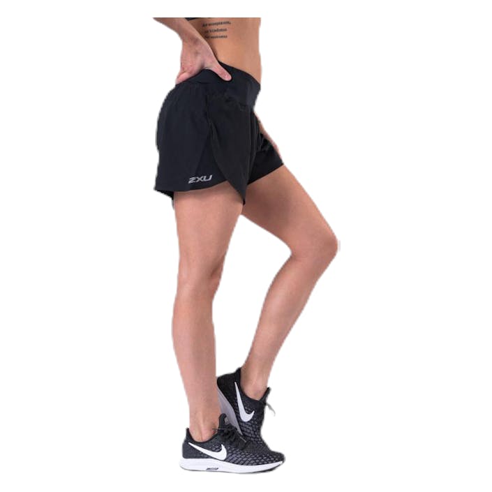 XVENT 4" Short (w brief) Black/Silver, Female, Apparels, Shorts, Workout, Black/Silver, XL