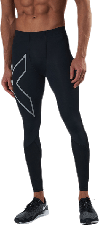 Run Dash Compr Tights Black/Silver, Male, Vêtements, Leggings, Courses, Noir/Argenté, S/Tall