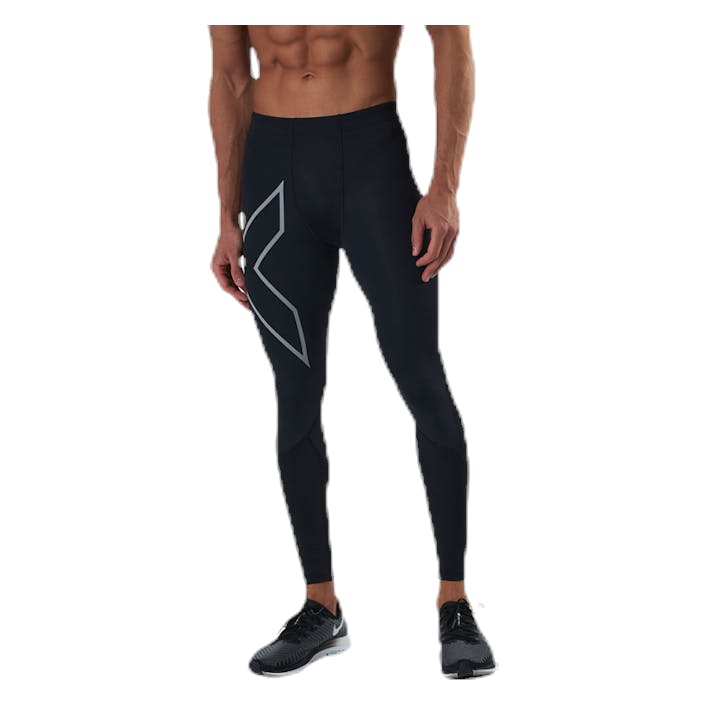Run Dash Compr Tights Black/Silver, Male, Apparels, Leggings, Running, Black/Silver, L