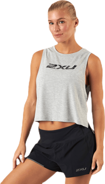 Contender Crop Tank-W Grey, Female, Apparels, Tops, Workout, Grey, S