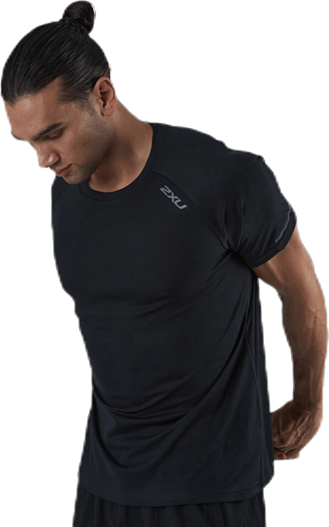 XVENT G2 S/S Tee-M Black/Silver, Male, Apparels, T-shirt, Running, Black/Silver, S