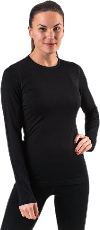 200 Oasis LS Crewe Black, Female, Vêtements, couches de base, Noir, L
