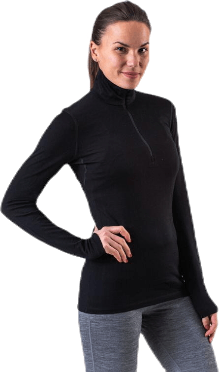 200 Oasis LS Half Zip Black, Female, Apparels, base layers, Black, S