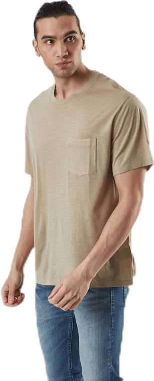 Nature Dye Drayden SS Pocket Crewe Beige, Male, Vêtements, T-shirt, Beige, S