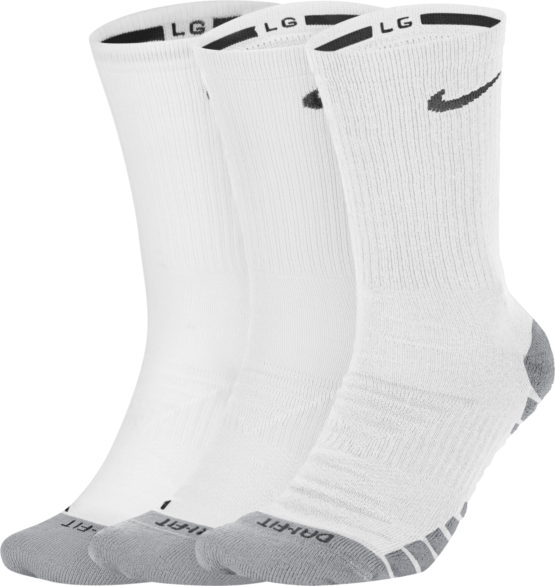 Everyday Max Cushioned Training Crew Socks (3 Pairs) WHITE/WOLF GREY/BLACK, Male, Odzież, Skarpety, Biały, 34-38