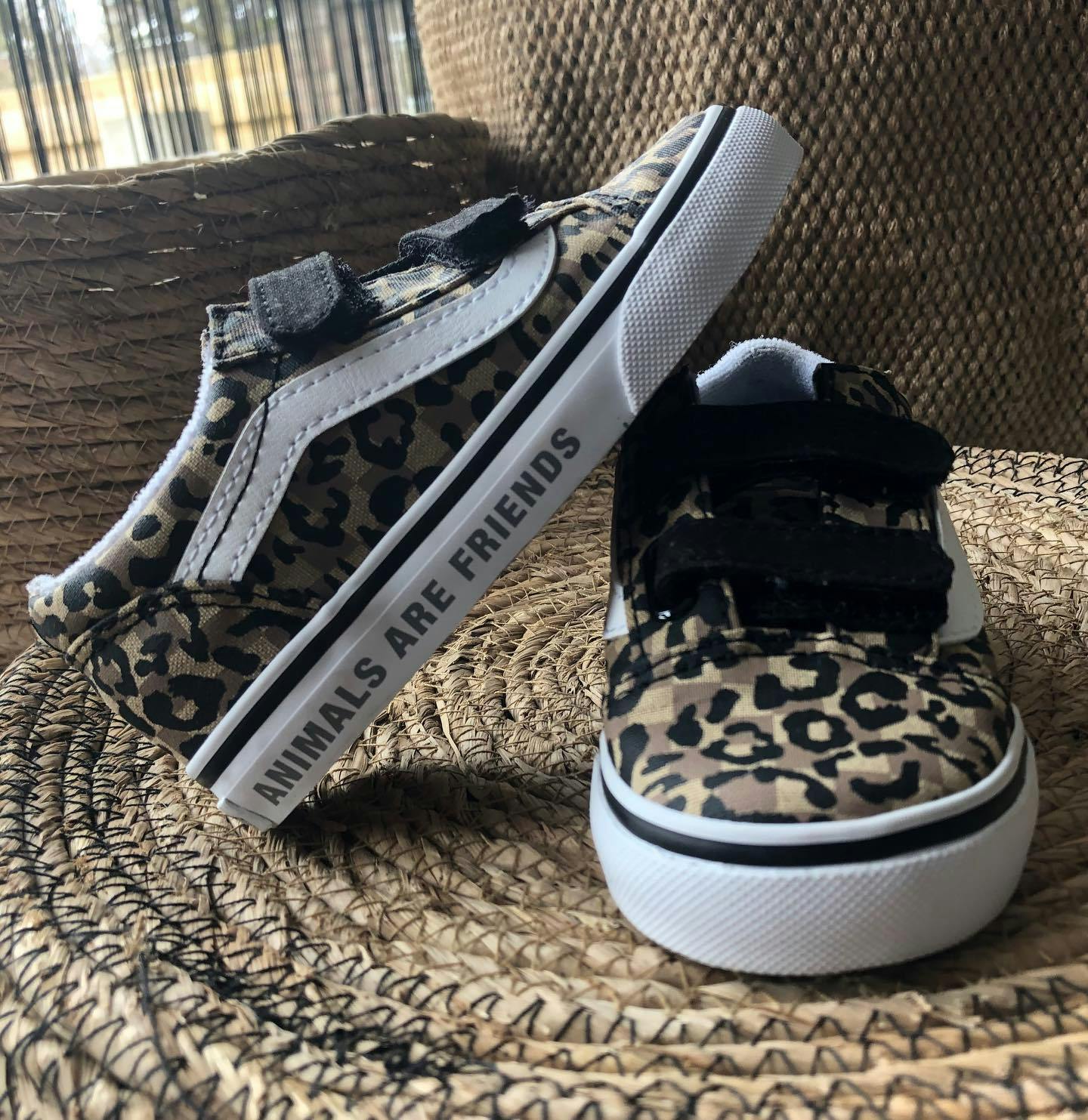 Kjøp Vans Td Old Skool V (animal Checkerboard) Leopard sko Vans Sneakers Barn På Nett Vans Animal Checkerboard Old