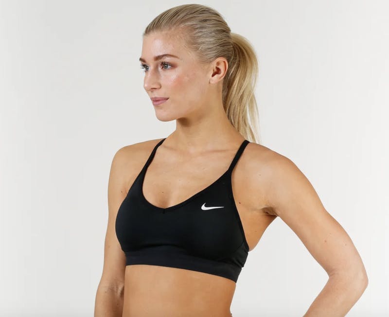 Nike Performance INDY V NECK BRA - Sports-BH'er med let støtte -  black/white/sort 